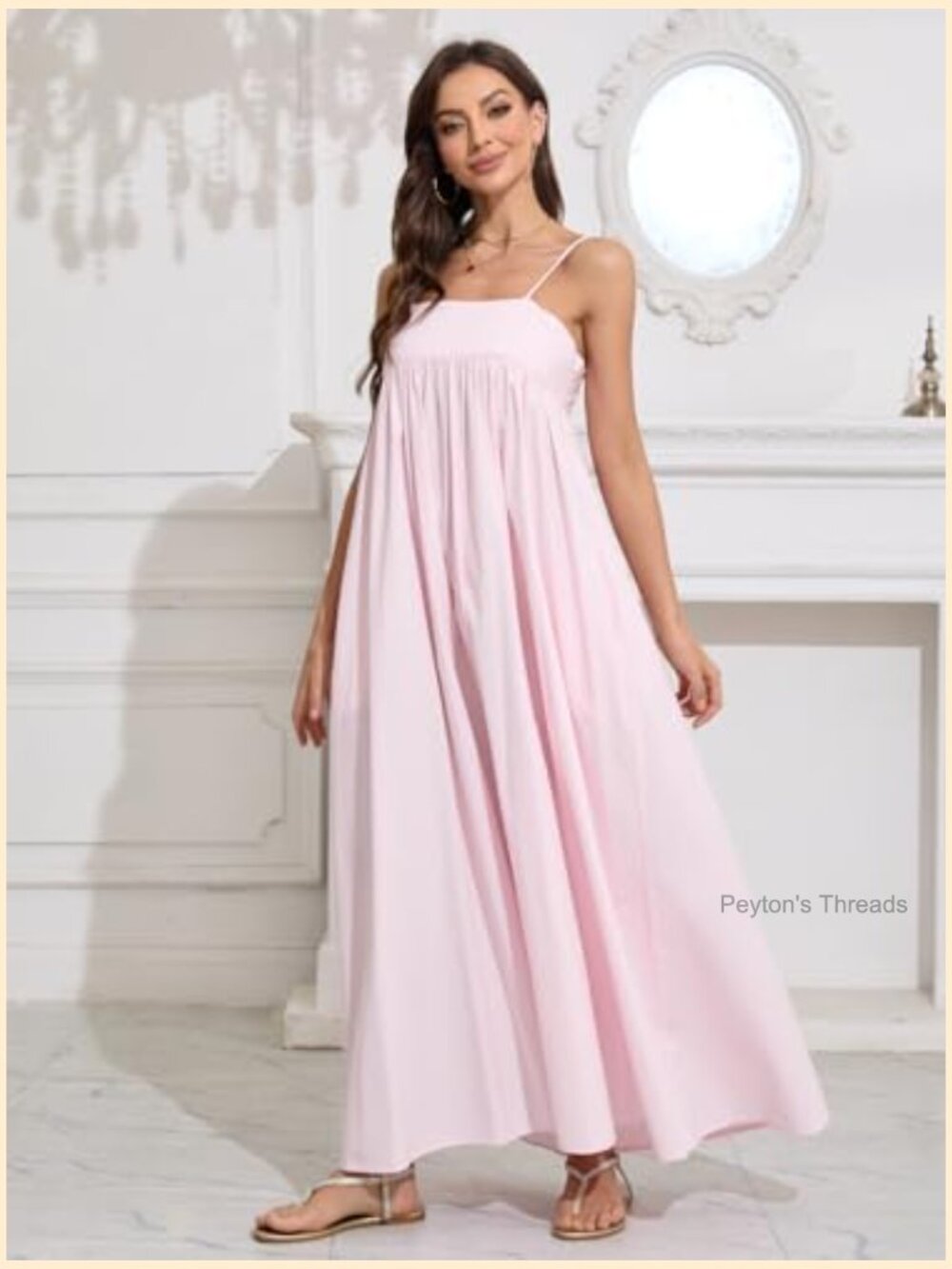 Backless Spaghetti Strap Maxi Dress with Pockets Casual Loose Cutout - Picture 3 of 6